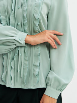 Блузка с рюшами OD-976-3 зеленый