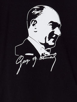 Bisiklet Yaka Atat?rk Bask?l? K?z ?ocuk Ti??rt - Waikiki фото 2