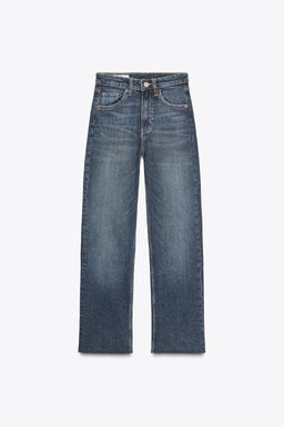 JEANS TRF CROPPED FLARE TIRO ALTO / Marino
