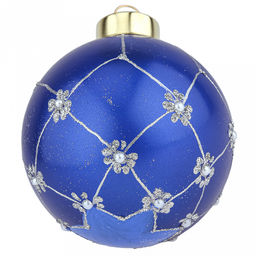 Елочная игрушка шар стеклянная д9,5см, синий металлик, ручная художественная роспись, подарочная упаковка (Россия) - Домашняя мода фото 3