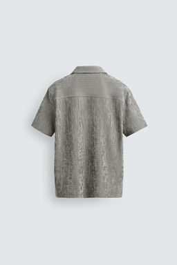 CAMISA REGULAR FIT ESTRUCTURA SEERSUCKER / Crudo / Verde - Zara фото 8