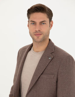 Kahverengi Slim Fit Y_n Kar___ml_ Ceket