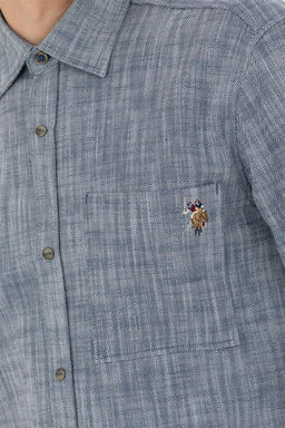 Мужская темно-синяя рубашка с длинным рукавом - U.s. polo assn фото 14