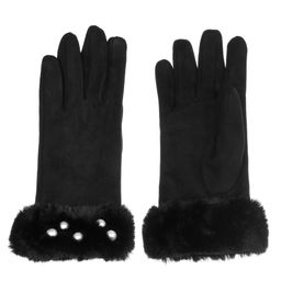 Перчатки черного цвета с мехом