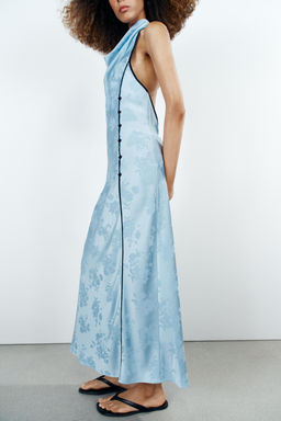 VESTIDO MIDI JACQUARD FLORAL / Celeste - Zara фото 6