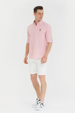 U. S. Polo Assn Мужская рубашка лосося в белую полоску - U.s. polo assn фото 4