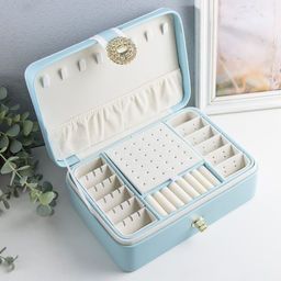 Шкатулка кожзам для украшений С пряжкой голубая 24х18,5х9 см - Simaland фото 2