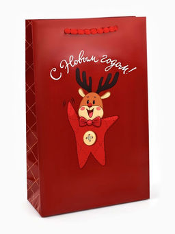 Пакет подарочный С Новым годом, с ёлочной игрушкой и шильдиком, Дед Мороз, 25.5?30?9 см