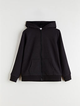 Kap??onlu K?z ?ocuk Fermuarl? Sweatshirt