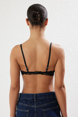 Trendyolmilla Siyah-Ten 2li Paket Micro Balensiz Kapl? Dantel Detayl? Ucgen Orme Sutyen THMSS25SU00016  фото 6