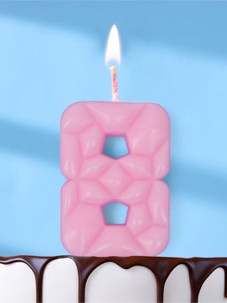 Цена за 3 шт. Свеча для торта «Цифра 8», светло-розовая