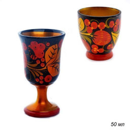 Стопка с хохломской росписью деревянная / 10047 /уп 1/ - Галеонтрейд фото 2