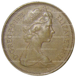 Монета 2 новых пенса 1975 года Великобритания