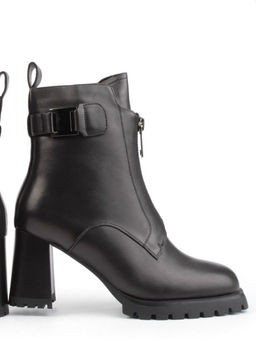 04-M3-L856 BLACK Ботильоны зимние женские (натуральная кожа, натуральный мех)