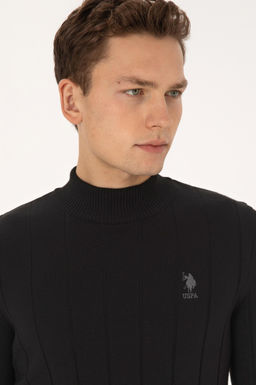 Erkek Slim Fit Yar_m Bal_k__ Yaka Siyah Kazak - U.s. polo assn фото 2