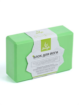 Блок для йоги 23×15×7.5 см, вес 120 г, зеленый