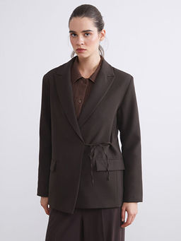 Kruvaze Yaka Ba?lamal? Kad?n Blazer Ceket