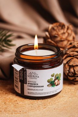 Аромасвеча с афродизиаками "Мускатный орех и кедр" 60 мл SIBERINA