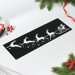 Цена за 5 шт. Трафарет для торта новогодний Олени, 32?10 см