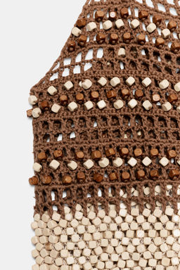 TOP PUNTO CROCHET ABALORIOS / Beige