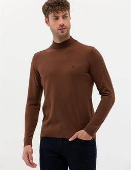Kahverengi Slim Fit Yar_m Bal_k__ Yaka Basic Triko Kazak - Pierre cardin фото 3