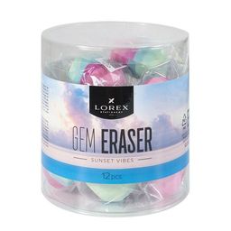 Цена за 2 шт. Ластик круглый LOREX GEM серия SUNSET VIBES, 30х40х25 мм, фигурный, ассорти, в индивидуаль...
