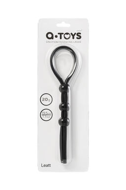 Лассо на пенис A-Toys by TOYFA Leatt с тремя бусинами, силикон, черный, 19,5 см