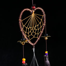 Музыка ветра с ловцом снов Сердце с кисточками и слон, 4 трубки, d=10.5 см, длина 45 см