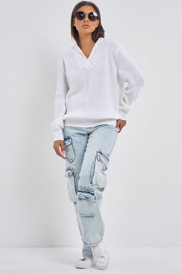 Джемпер хлопковый с капюшоном белый