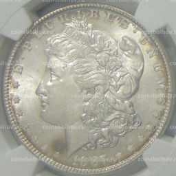 1 доллар 1887 года США Доллар Моргана (в слабе NGC MS 63)