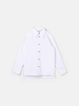 Рубашка свободного кроя Белая для мальчика 7+ - Bungly фото 2