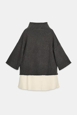 WOOL AND SATIN CONTRAST JUMPER - Zara фото 3