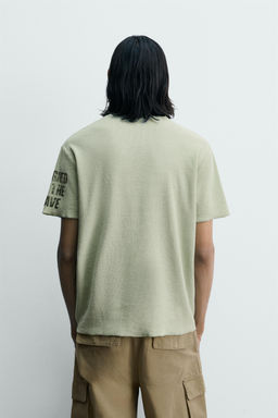CAMISETA PUNTO ESTAMPADOS LAVADOS / Verde agua