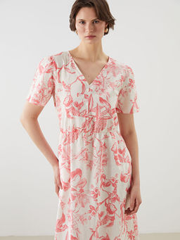 V Yaka ?i?ekli Elbise