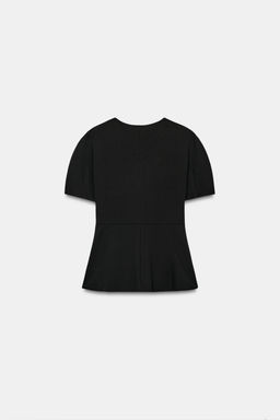 TOP PEPLUM MANGA ABULLONADA / Negro - Zara фото 7
