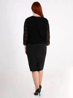 Платье-футляр больших размеров черное с накидкой - Almond фото 7