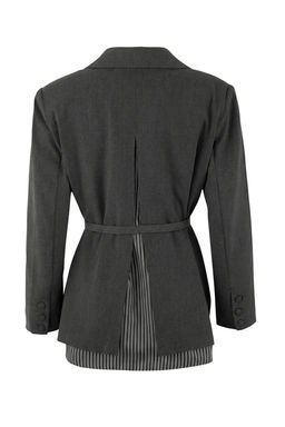 Antrasit Kemerli Arkas? Cizgili Dokuma Astarl? Vatkal? Blazer Ceket TWOSS26BC00027 - Trendyolmilla фото 2