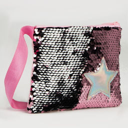 Сумка детская с пайетками Звёздочка на молнии, цвет розовый, 17,5х0,5х14,5 см - NAZAMOK KIDS фото 4