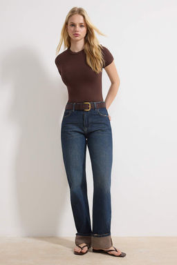 Mavi Paca Katlamal? Yuksek Bel %100 Pamuk Straight Jeans TWOSS26JE00009 - Trendyolmilla фото 2
