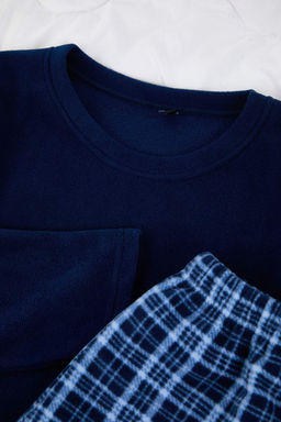 Lacivert Regular Ekose Polar Pijama Tak?m? TMNAW26PT00075 - Trendyolmilla фото 3