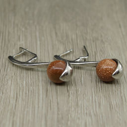 Серьги "Лиза" авантюрин коричневый