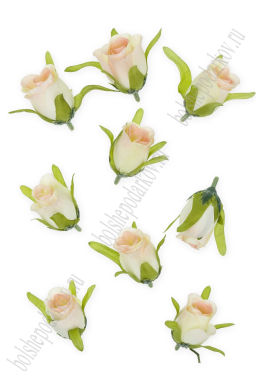 Головки цветов "Роза" 3*5 см (10 шт) SF-7874, бежевый/розовый