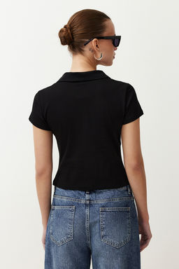 K?rm?z? Regular/Normal Kal?p Polo Yaka Buzgu/Drape Detayl? Fermuarl? Orme Bluz TWOSS24BZ00501 - Trendyolmilla фото 14