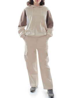 3156/3157 BEIGE/BROWN Костюм спортивный женский (95% хлопок, 5% эластан)