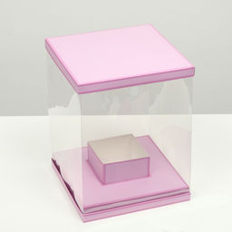 Коробка для цветов с вазой и PVC окнами складная, сиреневый, 23×30×23 см