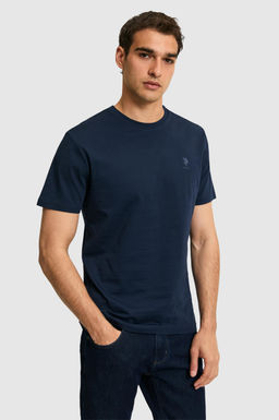 Erkek Regular Fit Bisiklet Yaka Lacivert Basic Ti__rt