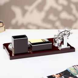 Набор настольный 6 в1 с визитницей, красное дерево