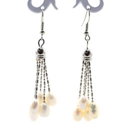 Серьги из жемчуга 5нитей, цв.ассорти Радуга камня  фото 2