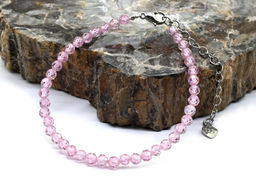 Браслет из фианитов шарик граненый 4мм цвет розовый, 17см