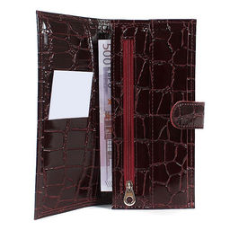 Портмоне женское Croco-ПР-950 с хлястиком натуральная кожа 2 отд, 13 карм, бордо скат (67) 202854  фото 3